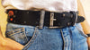 Mens Black Leather Belt with Guitar Pick Buckle - Perfect Gift for any Music Lover