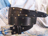 Mens Black Leather Belt with Guitar Pick Buckle - Perfect Gift for any Music Lover