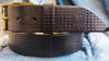 Personalized Brown Leather Belt with Unique Computer Parts Embossing - Sophisticated Texture for Customizable Gift