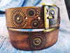 Biker Belt - Brown with Touch of Gold