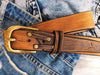 Custom Brown Leather Mens Belt with Buckle - Stylish Gift for Him