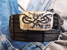 Artisan Made Mens Belt - Genuine Black Leather with Original Ishaor Silver Buckle - Personalized and Stylish Mens Gift