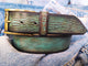 A vintage turquoise leather belt with brown wash, amazing unique color the perfect gift for him for the holidays that can be personalized