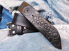 Handmade Black Leather Belt with Motorcycle Gear Stamps - Perfect Gift for Bikers