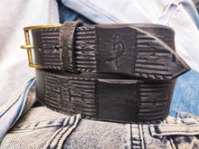 A handmade black leather belt embossing with heat sink cooler unique design belt with vintage finish, the perfect gift for computer lovers