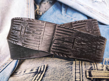 A handmade black leather belt embossing with heat sink cooler unique design belt with vintage finish, the perfect gift for computer lovers