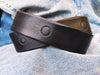 Handmade Black Leather Belt with Motorcycle Gear Stamps - Perfect Gift for Bikers