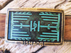 Ishaor Turquoise Leather Rectangle Buckle with Heat Sink Cooler and Brown Wash Upgrade for Any Belt