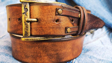 Unique Handmade Brown Men's Leather Belt the Perfect Leather Gift for him or her Medieval leather belt Leather Men's accessories ishaor