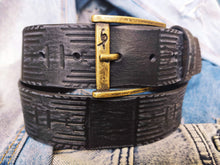 A handmade black leather belt embossing with heat sink cooler unique design belt with vintage finish, the perfect gift for computer lovers