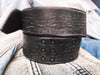 Ishaor Handmade Black Leather Belt Embossed with RCA Design Vintage Finish Genuine Full Grain Leather