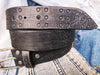 Ishaor Handmade Black Leather Belt Embossed with RCA Design Vintage Finish Genuine Full Grain Leather