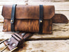 Versatile Brown Leather Pouch Bag - Perfect for Phone Tobacco and More - Transformable into Clutch - Stylish and Practical