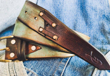 Vintage Turquoise Leather Belt for Men - Unique Weathered Style Gift