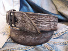 A brown leather belt with gray wash and silver buckle ,unique and original design made by hand perfect color for casual outfit X-Mas gift