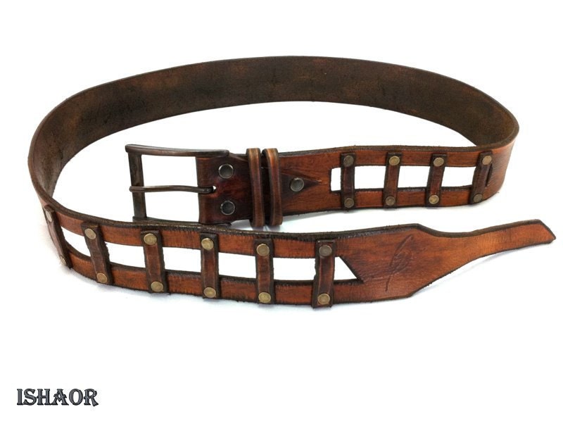 Handcrafted Leather Belt for Men by Ishaor - Designer Artisan Vintage Style Perfect Christmas Gift