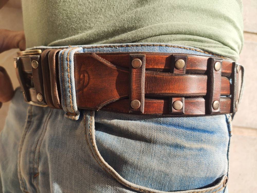 Handcrafted Leather Belt for Men by Ishaor - Designer Artisan Vintage Style Perfect Christmas Gift