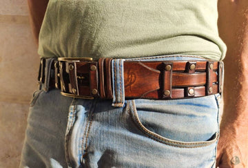 Handcrafted Leather Belt for Men by Ishaor - Designer Artisan Vintage Style Perfect Christmas Gift