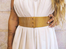 White and Gold Leather Bridal Belt - Handcrafted Wedding Dress Belt for Your Big Day