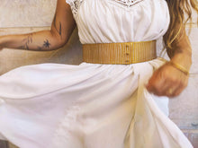 White and Gold Leather Bridal Belt - Handcrafted Wedding Dress Belt for Your Big Day