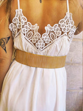 White and Gold Leather Bridal Belt - Handcrafted Wedding Dress Belt for Your Big Day