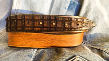 Brown leather belt without buckle and unique design with alligator texture ,brown belt made by hand perfect personalized gift for him