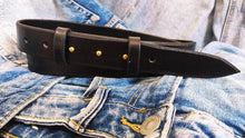 Black leather belt without buckle and unique vintage design, stunning jeans belt ,black belt made by hand perfect personalized gift for him