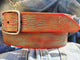 Handmade Turquoise Orange Leather Belt Men's Unique Gift