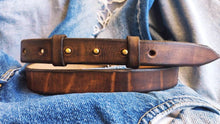 Brown leather belt without buckle and unique vintage design, stunning jeans belt ,black belt made by hand perfect personalized gift for him