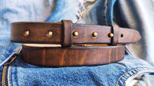 Vintage Leather Belt - Handmade Personalized Gift for Him - No Buckle Design - Narrow and Durable - Jeans and Black Options