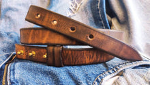 Brown leather belt without buckle and unique vintage design, stunning jeans belt ,black belt made by hand perfect personalized gift for him