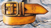 Handmade Yellow Leather Belt - Unique Artisan Gift for Men - Original Design for Jeans