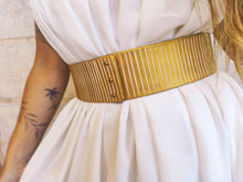 White and Gold Leather Bridal Belt - Handcrafted Wedding Dress Belt for Your Big Day