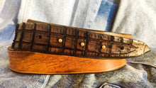 Handmade Brown Leather Belt - Unique Alligator Texture No Buckle - Customizable Gift for Men