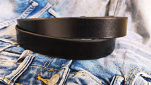 Black leather belt without buckle and unique vintage design, stunning jeans belt ,black belt made by hand perfect personalized gift for him