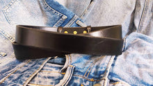 Black leather belt without buckle and unique vintage design, stunning jeans belt ,black belt made by hand perfect personalized gift for him