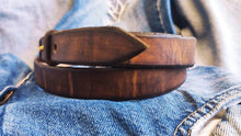 Vintage Leather Belt - Handmade Personalized Gift for Him - No Buckle Design - Narrow and Durable - Jeans and Black Options