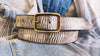 Vintage Leather Belt - White Gray with black Wash