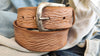 Vintage Leather Belt - Light Pink with Brown Wash