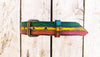 Rasta Dog Collar Rastafarian Dog Collar with Red Yellow Green Stripes and Brown wash, Bob Marley Jamaican leather dog collar with name