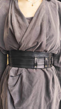 Handcrafted Wide Black Leather Waist Belt with Unique Cord Closure - Perfect for Dresses or Jackets - Designer Belt from ISHAOR