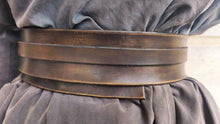 Dark Brown Leather Wrap Waist Belt with Cord Closure by ISHAOR - Handcrafted Statement Piece for Dress or Jacket