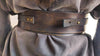 Dark brown leather obi belt for women dress - Wide wrap leather women's belt with brown strap closed with pin.