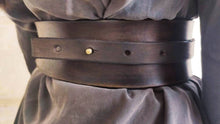 Handcrafted Dark Brown Leather Wrap Waist Belt with Unique Cord Closure - Statement Piece for Dress or Jacket by ISHAOR