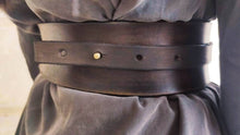 Dark Brown Leather Wrap Waist Belt with Cord Closure by ISHAOR - Handcrafted Statement Piece for Dress or Jacket