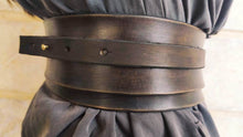 Handcrafted Dark Brown Leather Wrap Waist Belt with Unique Cord Closure - Statement Piece for Dress or Jacket by ISHAOR