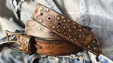 Dark brown men's belt embossed with motorcycle gears perfect men's gift for Christmas by Ishaor