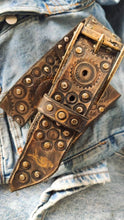 Dark brown men's belt embossed with motorcycle gears perfect men's gift for Christmas by Ishaor