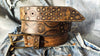 Dark brown men's belt embossed with motorcycle gears perfect men's gift for Christmas by Ishaor