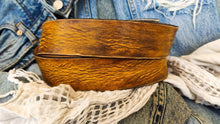 Handmade Western Leather Belt Buckle - Yellow Leather Belt with Brown Wash and Vintage Finish - Perfect Color for Jeans